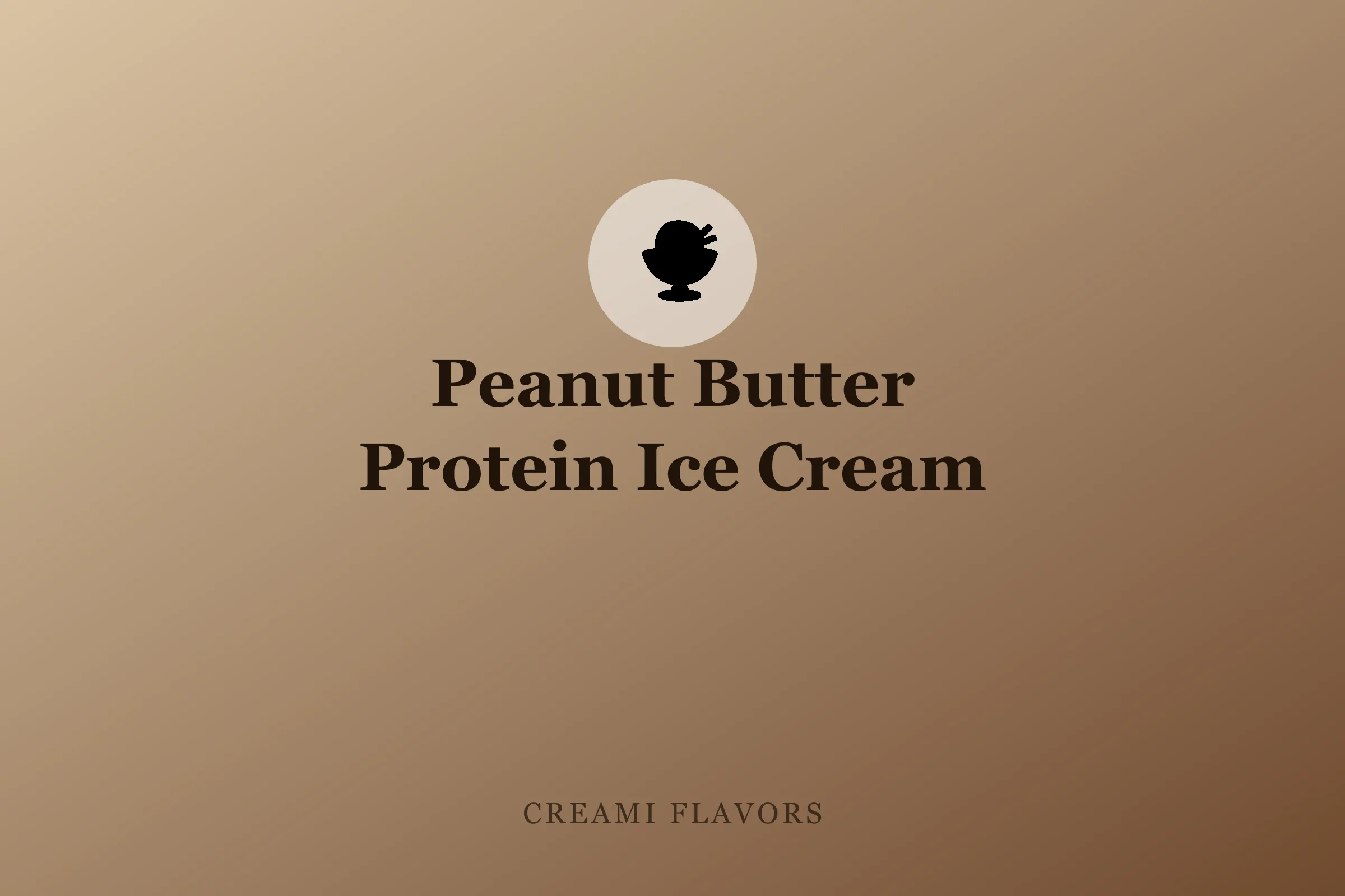 A pint of light tan peanut butter protein ice cream with soft swirls and a scoop resting on top.